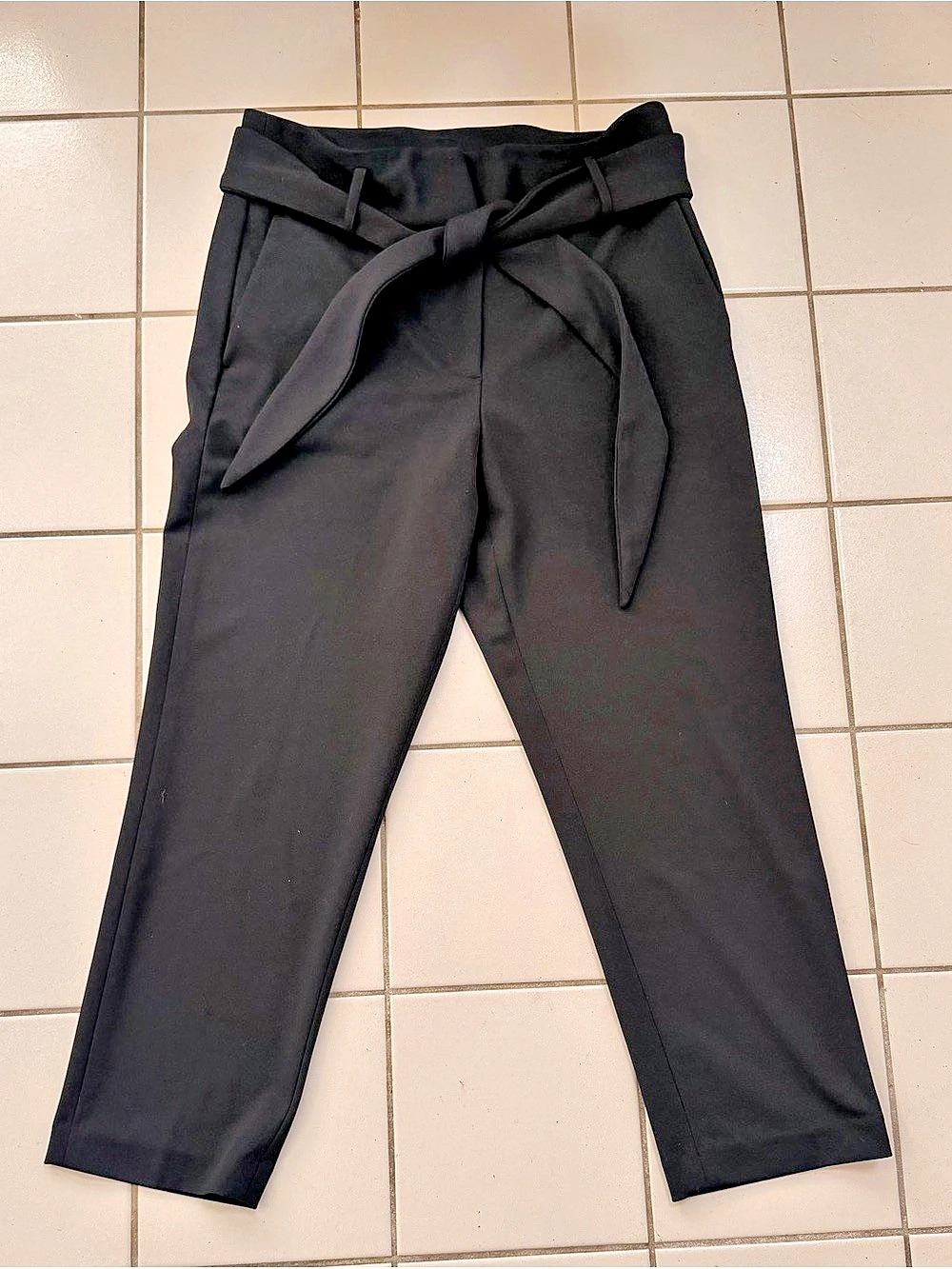 DKNY Black Tie Waist High Rise Ankle Dress Pants Trousers Size 8